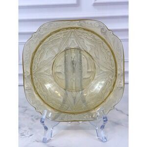 VTG Madrid Amber Yellow Federal‎ Glass 5" Square Sauce Bowl Trinket Dish
